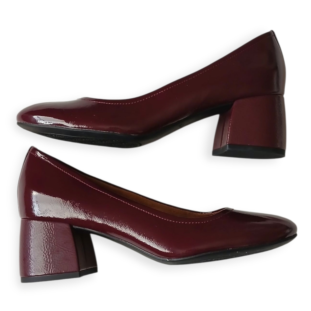 VIONIC WOMEN'S CARMEL CRIMSON RED BLOCK HEELS PUMPS LEATHER. SIZE 9 - Picture 3 of 14